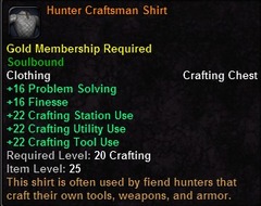 In-game tooltip for Hunter Craftsman Shirt