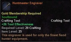 In-game tooltip for Huntmaster Engraver