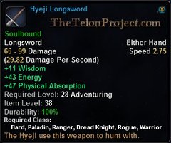 In-game tooltip for Hyeji Longsword