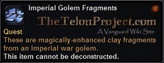 In-game tooltip for Imperial Golem Fragments