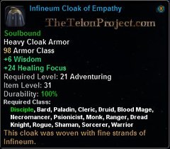 In-game tooltip for Infineum Cloak Of Empathy