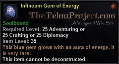 In-game tooltip for Infineum Gem Of Energy