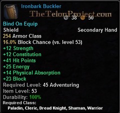 In-game tooltip for Ironbark Buckler