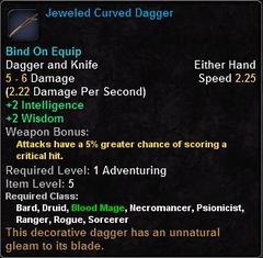 In-game tooltip for Jeweled Curved Dagger