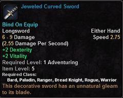In-game tooltip for Jeweled Curved Sword
