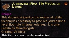 In-game tooltip for Journeyman Floor Tile Production Manual