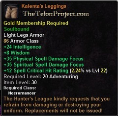 In-game tooltip for Kalenta's Leggings