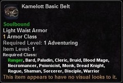 In-game tooltip for Kamelott Basic Belt
