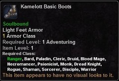 In-game tooltip for Kamelott Basic Boots
