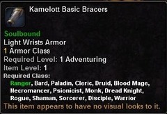 In-game tooltip for Kamelott Basic Bracers
