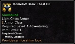 In-game tooltip for Kamelott Basic Chest Oil