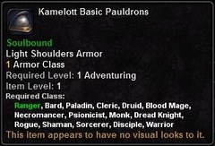 In-game tooltip for Kamelott Basic Pauldrons