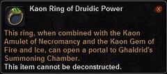 In-game tooltip for Kaon Ring Of Druidic Power