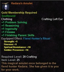 In-game tooltip for Kedara's Amulet