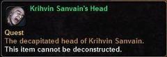 In-game tooltip for Krihvin Sanvain's Head