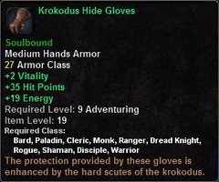 In-game tooltip for Krokodus Hide Gloves