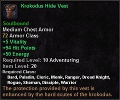 In-game tooltip for Krokodus Hide Vest