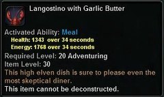 In-game tooltip for Langostino With Garlic Butter