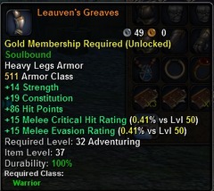 In-game tooltip for Leauven's Greaves
