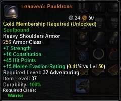 In-game tooltip for Leauven's Pauldrons