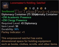 In-game tooltip for Loremaster's Holding Satchel