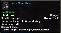 In-game tooltip for Lotus Short Bow