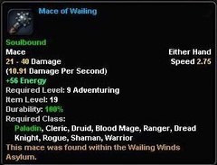 In-game tooltip for Mace Of Wailing