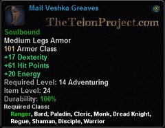 In-game tooltip for Mail Veshka Greaves