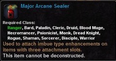 In-game tooltip for Major Arcane Sealer