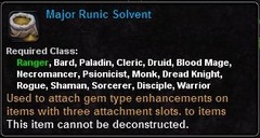 In-game tooltip for Major Runic Solvent