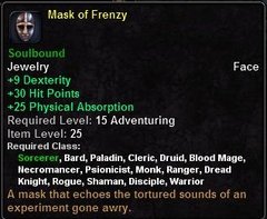 In-game tooltip for Mask Of Frenzy