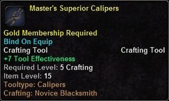 In-game tooltip for Master's Superior Calipers