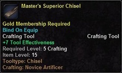 In-game tooltip for Master's Superior Chisel