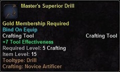 In-game tooltip for Master's Superior Drill