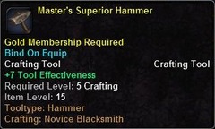 In-game tooltip for Master's Superior Hammer