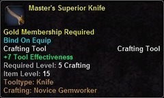 In-game tooltip for Master's Superior Knife