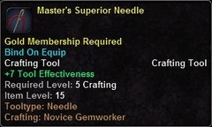 In-game tooltip for Master's Superior Needle