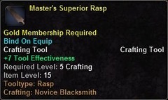 In-game tooltip for Master's Superior Rasp