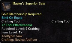 In-game tooltip for Master's Superior Saw