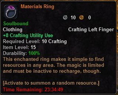 In-game tooltip for Materials Ring