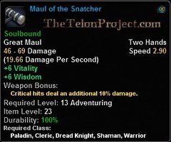 In-game tooltip for Maul of the Snatcher