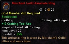 In-game tooltip for Merchant Guild Associate Ring