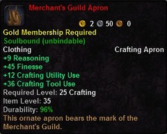 In-game tooltip for Merchant's Guild Apron