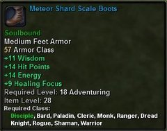 In-game tooltip for Meteor Shard Scale Boots