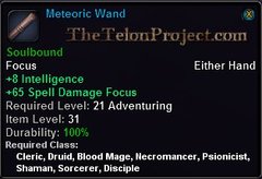 In-game tooltip for Meteoric Wand
