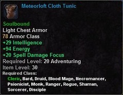 In-game tooltip for Meteorloft Cloth Tunic