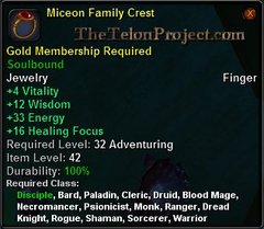 In-game tooltip for Miceon Family Crest