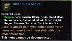 In-game tooltip for Minor Runic Sealer