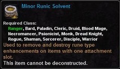 In-game tooltip for Minor Runic Solvent