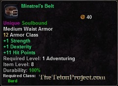 In-game tooltip for Minstrel's Belt